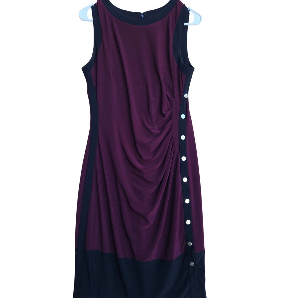 Lauren Ralph Lauren Burgundy Black Ruched Sleeveless Dress Size 10